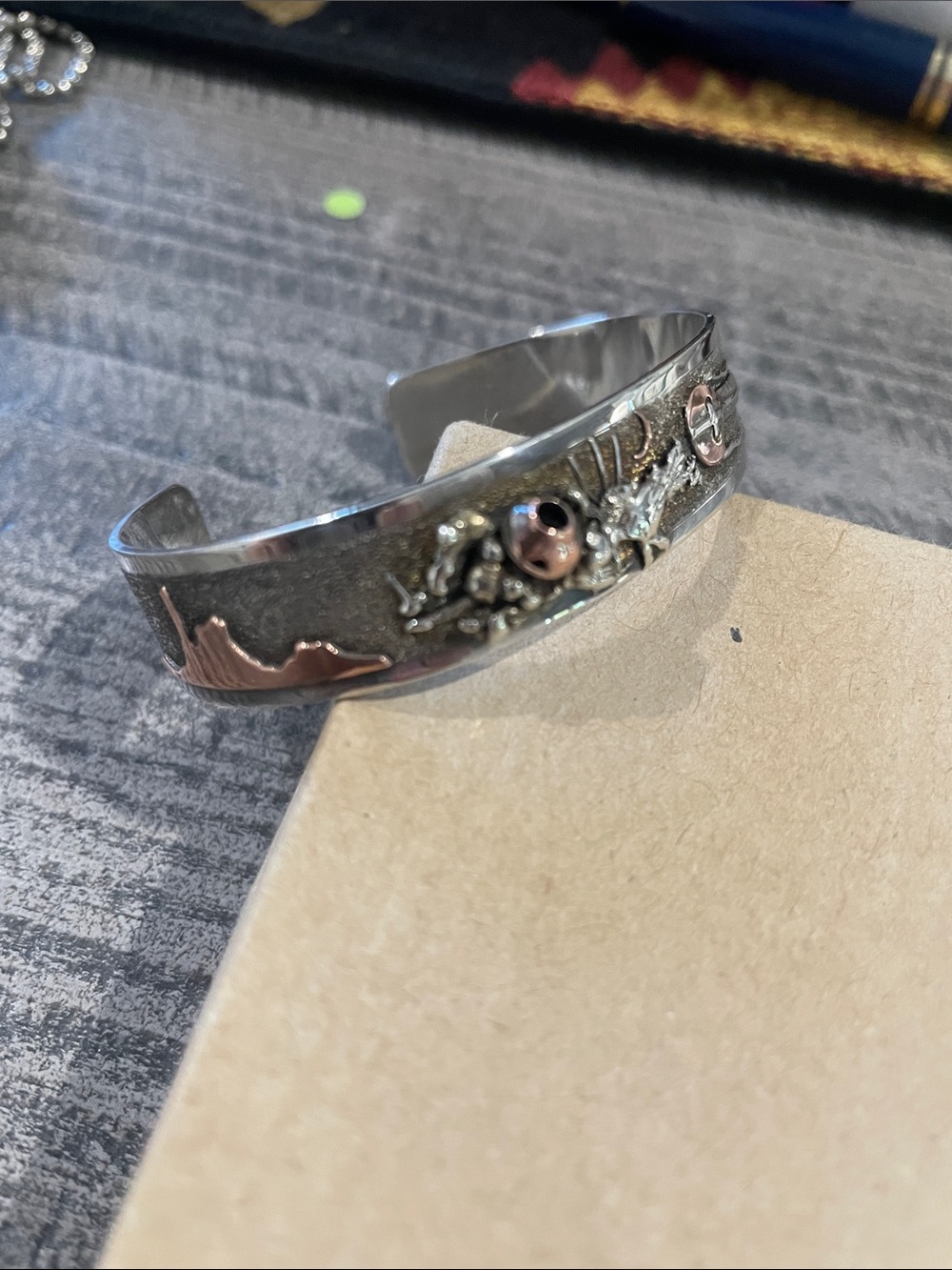 Sterling and copper Native American west style cuff